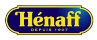 Le logo de l'entreprise Hénaff, Hénaff écrit en lettre jaune avec un sous-titre : depuis 1907